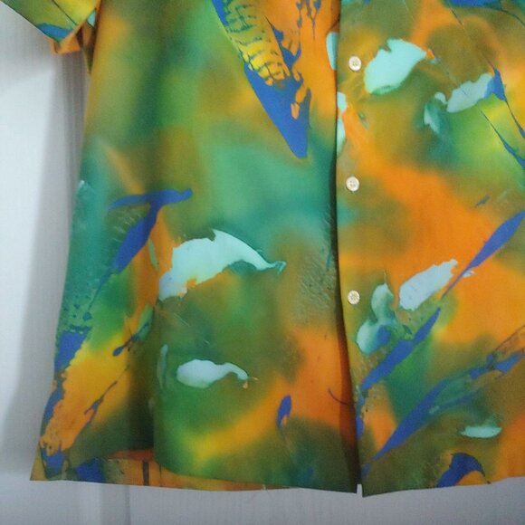 Tori Richards Honolulu Aloha Bright Tropical Hawaiian Surf Luau Button Shirt L - Picture 5 of 7